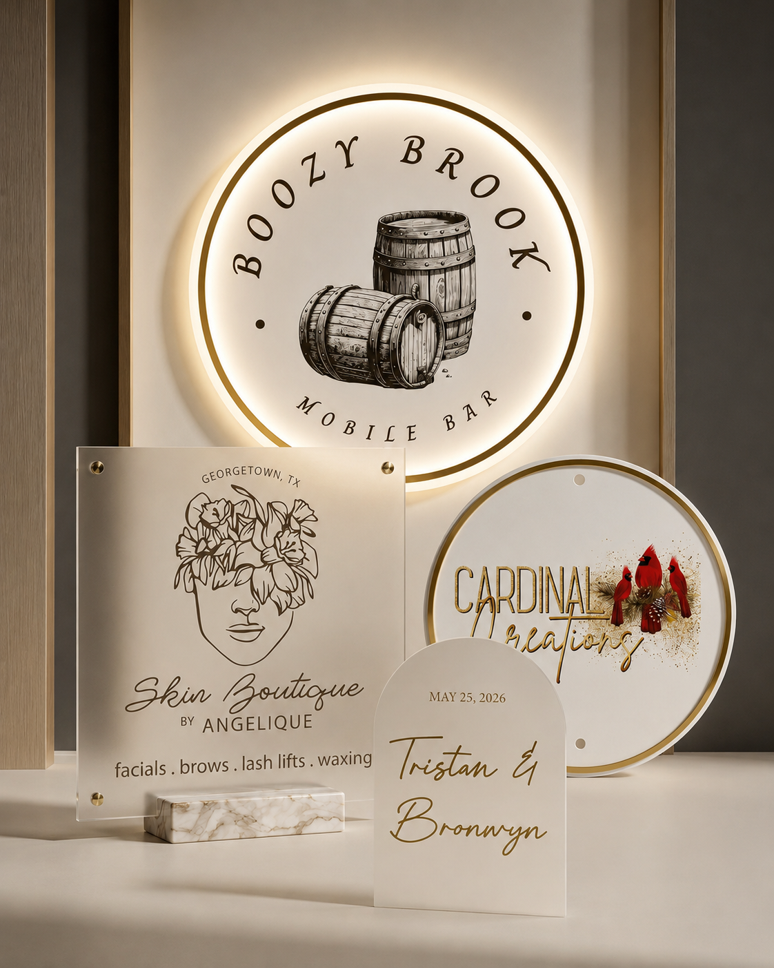 Premium custom acrylic and illuminated signage display